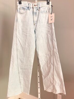 JOES JEANS Twisted Wide Leg Raw Hem Pale Blue Jeans Sz 25/26 NWT $190!!